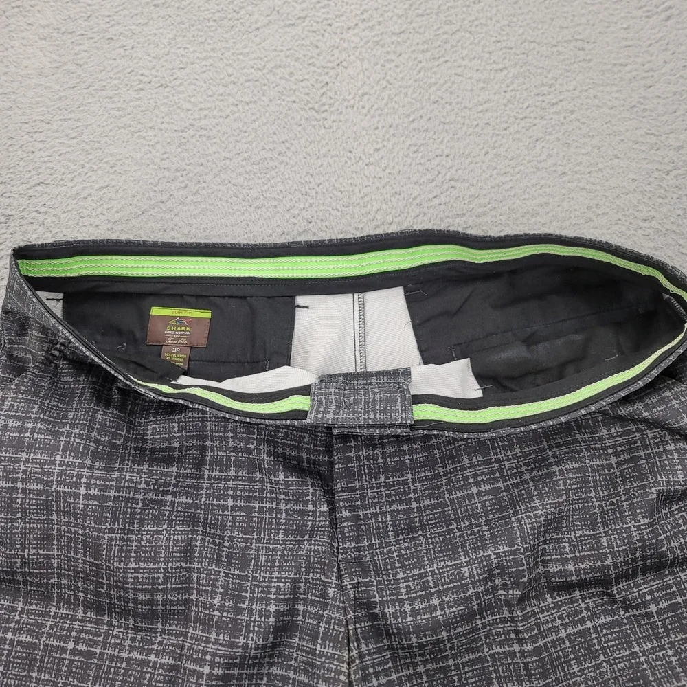 Greg‎ Norman Shorts Mens 38 Black Shark Slim Fit Mid Rise Board Shorts Outdoors